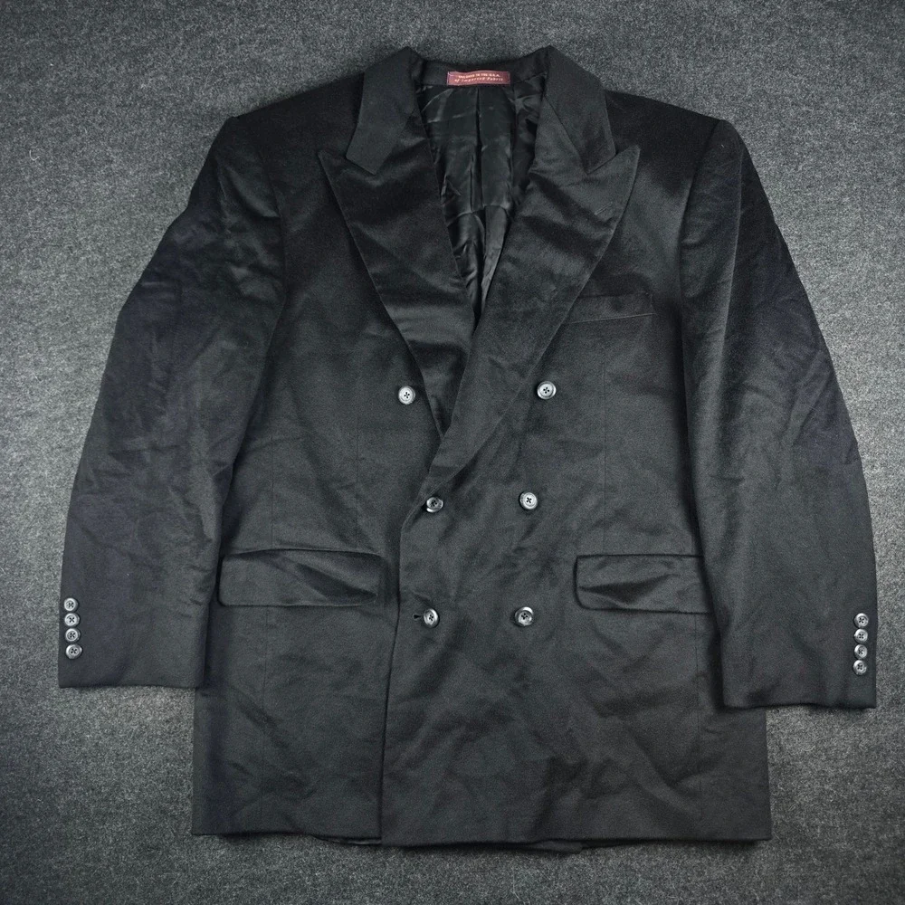 Nordstrom Loro Piana Men's Black Cashmere Double Breasted Blazer Coat Size 43R